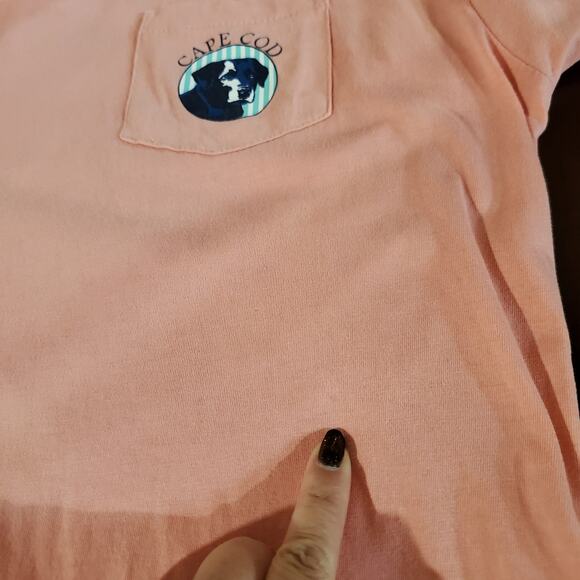 Cuffys Cape Cod Massachusetts Black Lab Dog T-Shirt Womens Size XL Pink Pocket - Picture 10 of 15